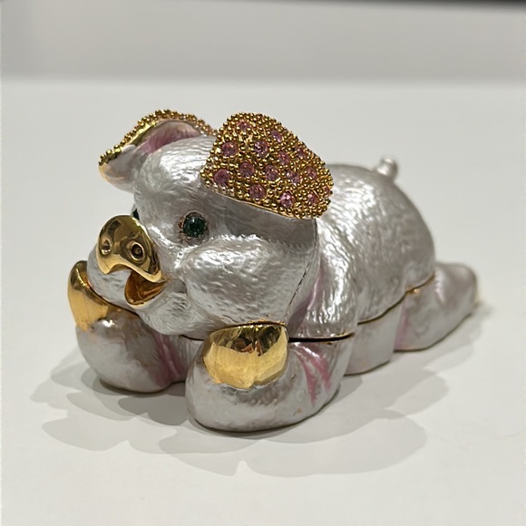 Pig Vintage Jeweled Trinket Box - Picture 2 of 9